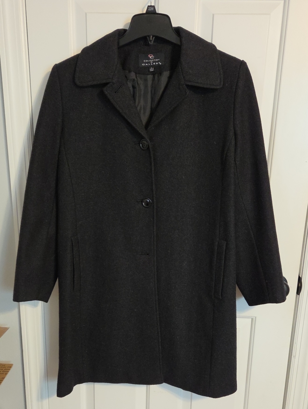 Collection By Gallery Women's Black Single-Breasted Wool Blend Topcoat